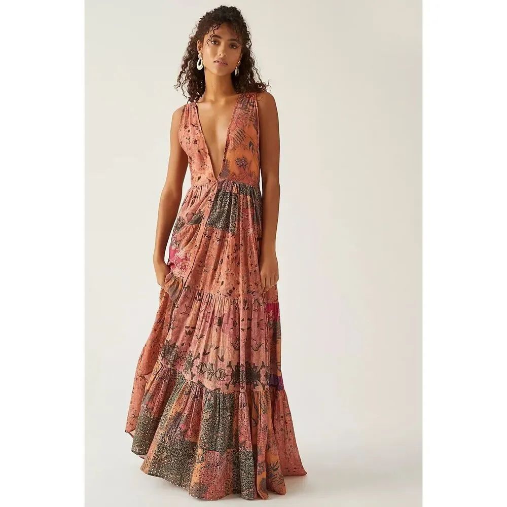 Anthropologie Mes Demoiselles Floral Eyelet Maxi Dress